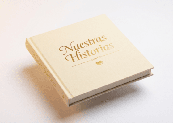 Libro de historias familiares generado por Molevi — una portada elegante con el título personalizado